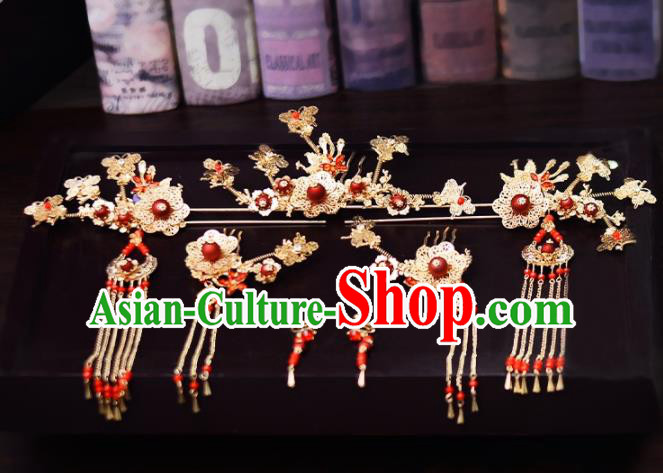 Chinese Traditional Wedding Hair Accessories Tassel Hairpins Handmade Bride Hair Combs for Women