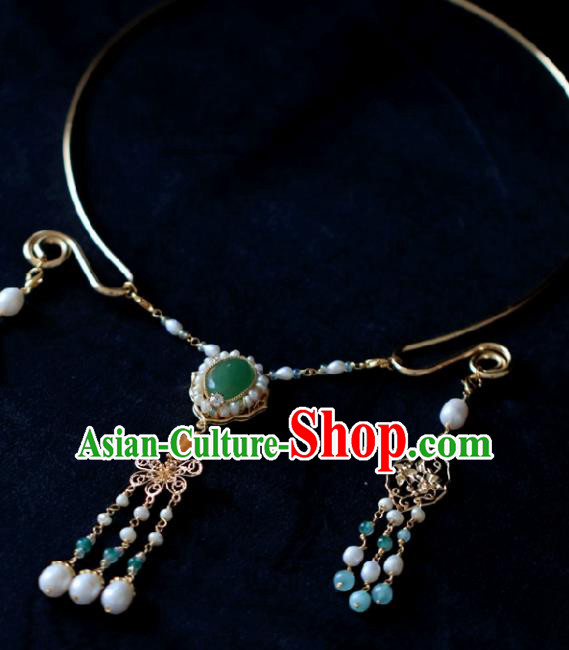 Chinese Traditional Ming Dynasty Precious Stones Necklace Handmade Ancient Princess Jewelry Accessories for Women