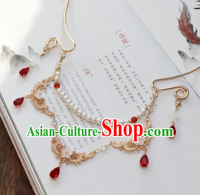 Chinese Traditional Hanfu Golden Necklace Handmade Ancient Princess Necklet Accessories for Women