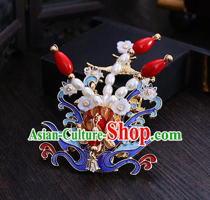 Traditional Chinese Wedding Pearls Phoenix Hair Comb Hairpins Handmade Ancient Bride Hair Accessories for Women