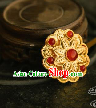 Chinese Traditional Tang Dynasty Court Golden Agate Hairpins Handmade Ancient Royal Empress Hair Accessories for Women
