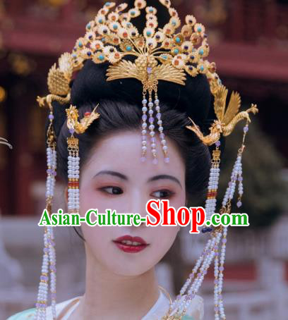 Traditional Chinese Tang Dynasty Empress Colorful Phoenix Coronet Hairpins Handmade Ancient Queen Hair Accessories for Women
