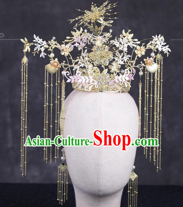 Traditional Chinese Handmade Chaplet Hair Crown Hairpins Ancient Bride Hair Accessories for Women