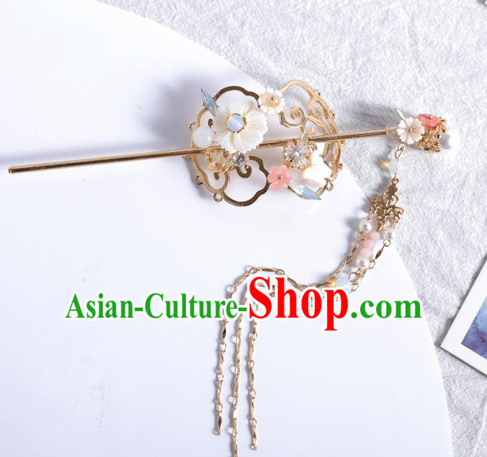 Traditional Handmade Chinese Wedding Shell Flower Hair Crown Hairpins Ancient Bride Hair Accessories for Women