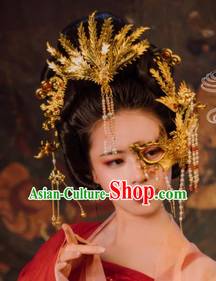 Traditional Chinese Tang Dynasty Empress Coronet Phoenix Hairpins Handmade Ancient Queen Hair Accessories for Women