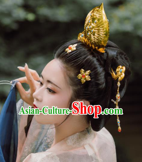 Traditional Chinese Tang Dynasty Princess Phoenix Coronet Hairpins Handmade Ancient Queen Hair Accessories for Women