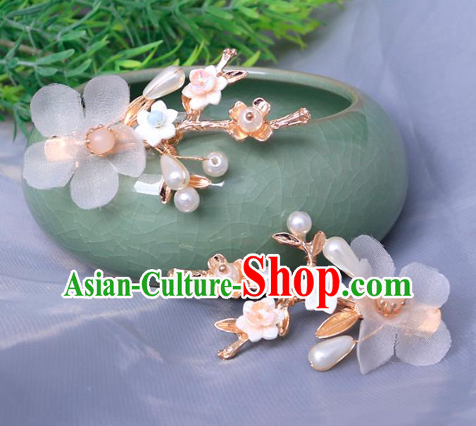 Traditional Chinese Hanfu Silk Flower Hair Claws Hairpins Handmade Ancient Princess Hair Accessories for Women
