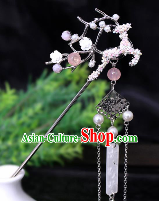Traditional Chinese Hanfu Deer Tassel Hairpins Handmade Ancient Princess Hair Accessories for Women