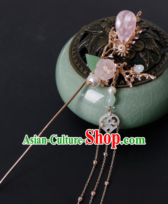 Traditional Chinese Hanfu Pink Shell Plum Hairpin Handmade Ancient Princess Hair Accessories for Women