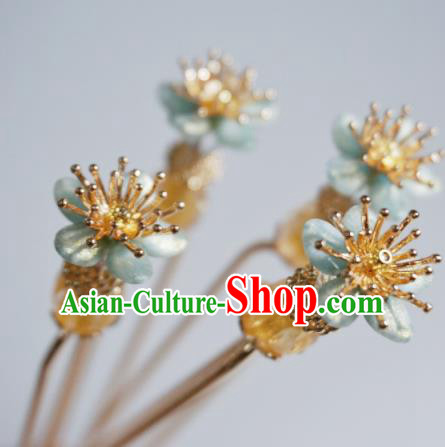 Chinese Traditional Ming Dynasty Golden Hairpin Hairpins Ancient Empress Hair Accessories for Women