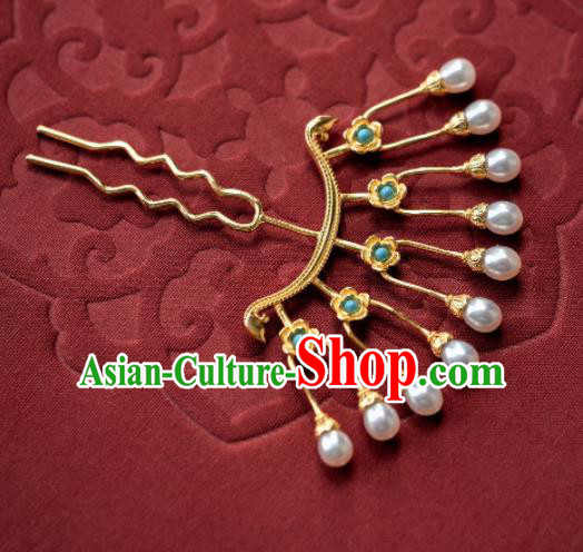Chinese Traditional Ming Dynasty Pearls Hairpin Hairpins Ancient Empress Hair Accessories for Women