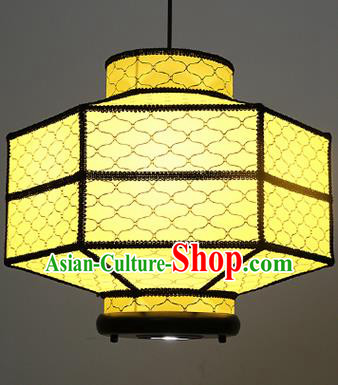 Chinese Traditional Yellow Cloth Hanging Lantern Handmade New Year Lamp Palace Lanterns