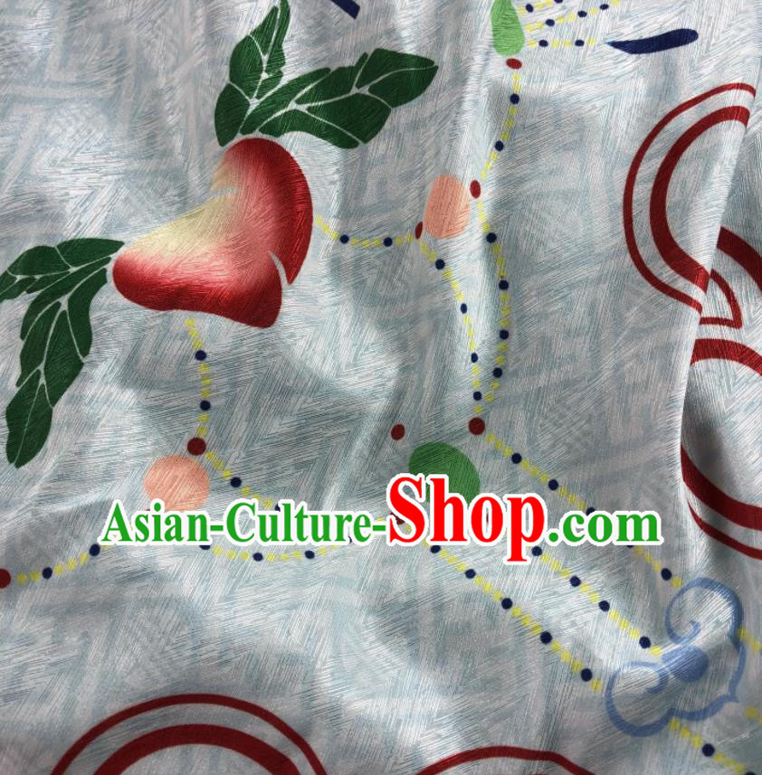 Chinese Traditional Peach Pattern White Brocade Hanfu Fabric Silk Fabric Hanfu Dress Material