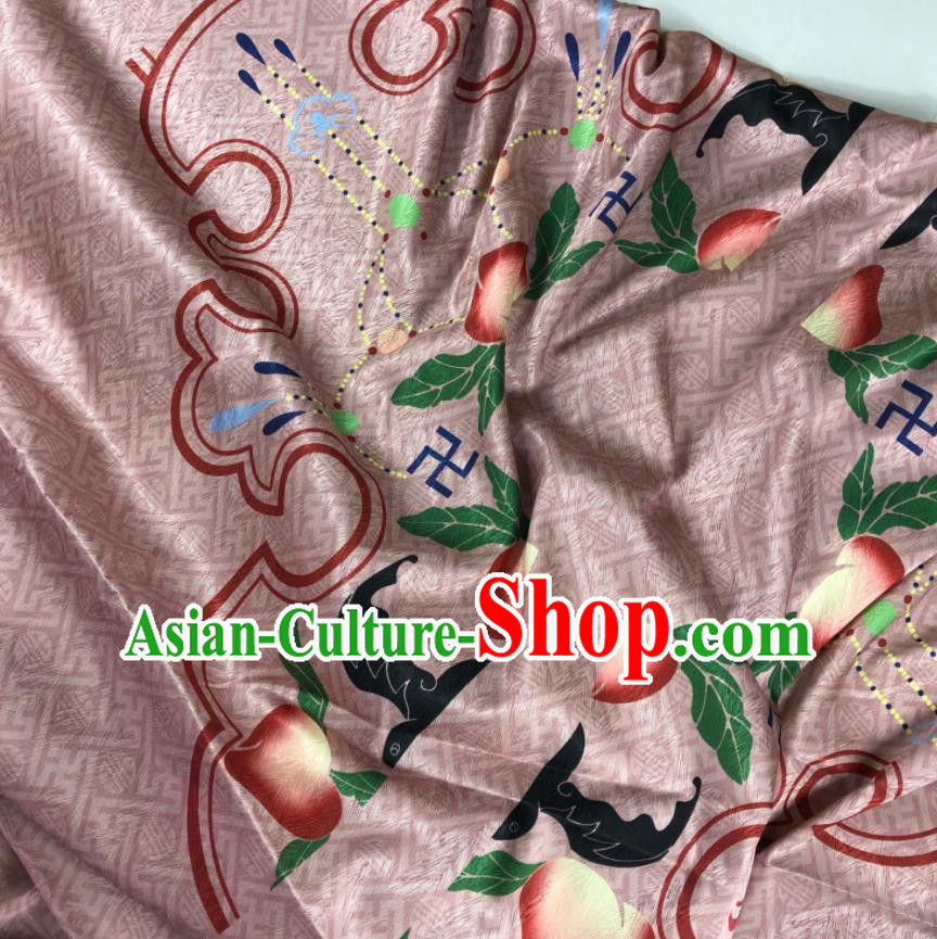 Chinese Traditional Peach Pattern Cameo Brown Brocade Hanfu Fabric Silk Fabric Hanfu Dress Material