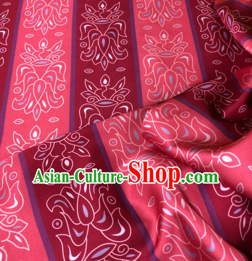 Chinese Traditional Lotus Pattern Rosy Brocade Hanfu Fabric Silk Fabric Hanfu Dress Material