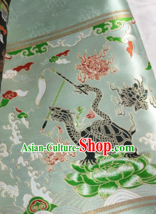 Chinese Traditional Tortoise Pattern Light Green Brocade Hanfu Fabric Silk Fabric Hanfu Dress Material