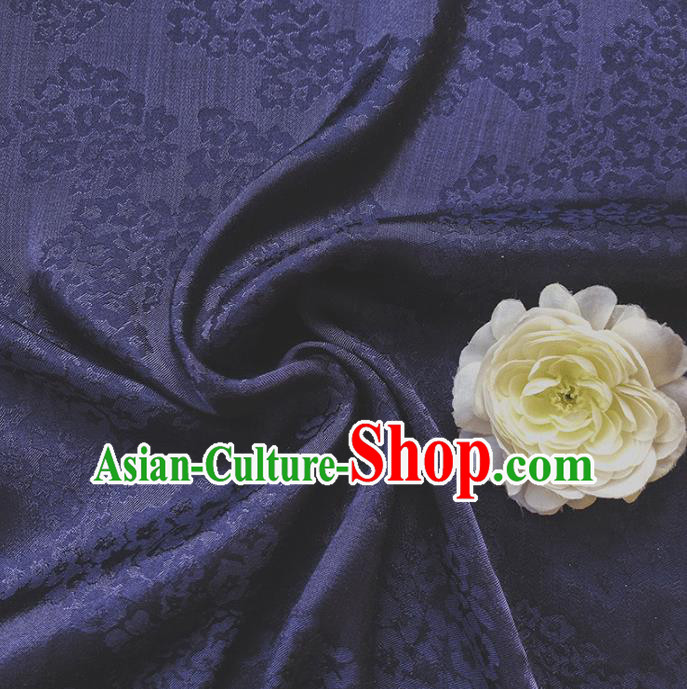 Chinese Traditional Classical Hydrangea Pattern Navy Cotton Fabric Imitation Silk Fabric Hanfu Dress Material