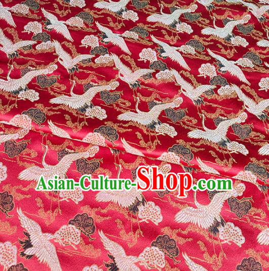 Chinese Traditional Classical Cranes Pattern Red Brocade Fabric Silk Satin Fabric Tang Suit Material