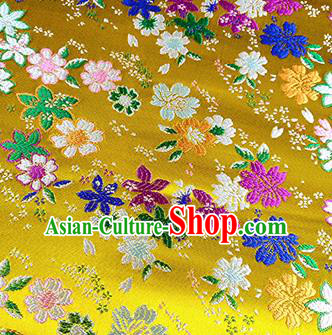 Japanese Traditional Primrose Pattern Kimono Golden Brocade Fabric Tapestry Satin Fabric Nishijin Material