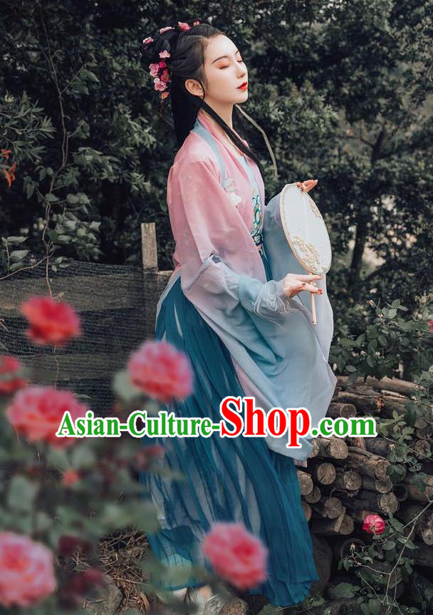 Chinese Ancient Royal Princess Embroidered Dress Traditional Tang Dynasty Imperial Consort Costume for Women