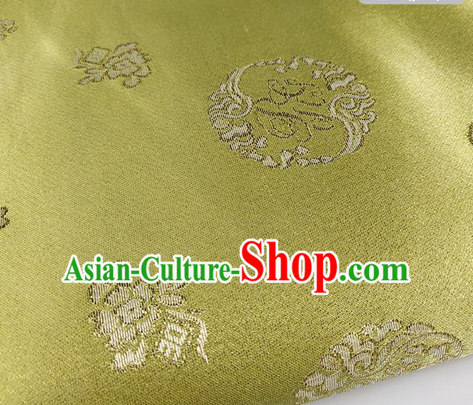 Chinese Traditional Pattern Olive Green Brocade Fabric Silk Satin Fabric Hanfu Material