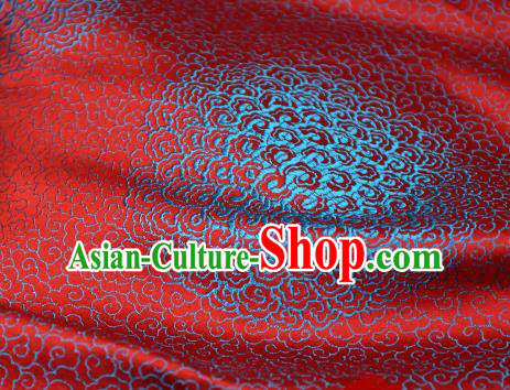 Chinese Traditional Auspicious Clouds Pattern Red Brocade Fabric Silk Satin Fabric Hanfu Material