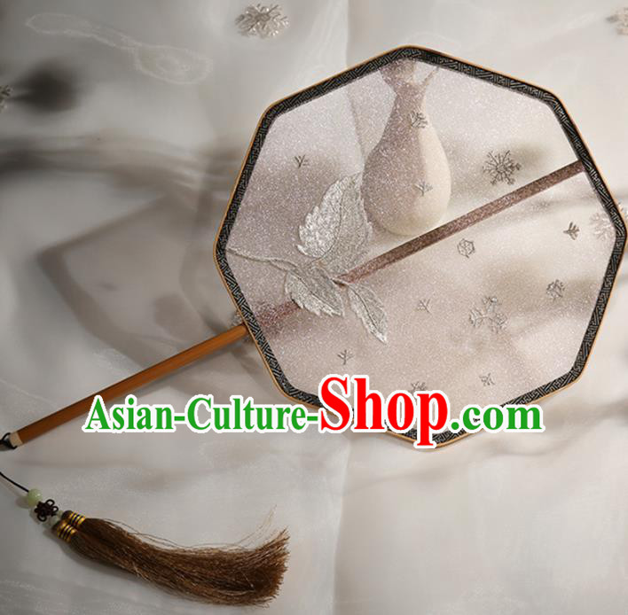 Chinese Traditional Hanfu Embroidered Silk Fans Ancient Princess Palace Fan for Women