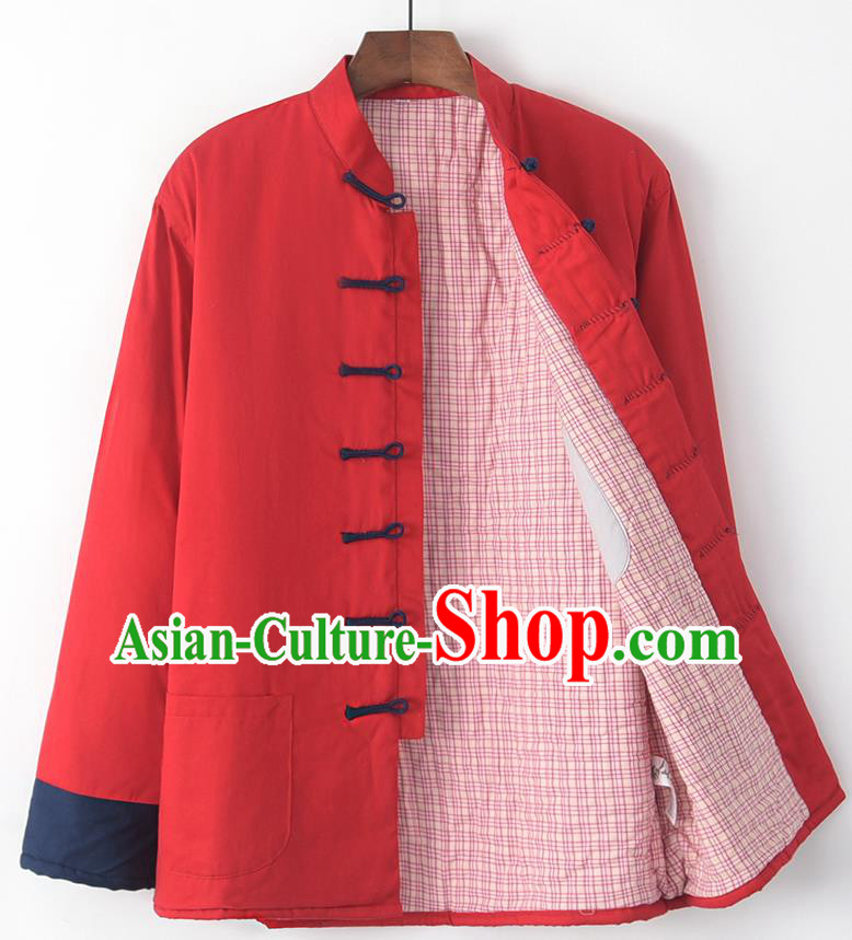 Chinese National Tang Suit Red Jacket Traditional Martial Arts Costumes for Men