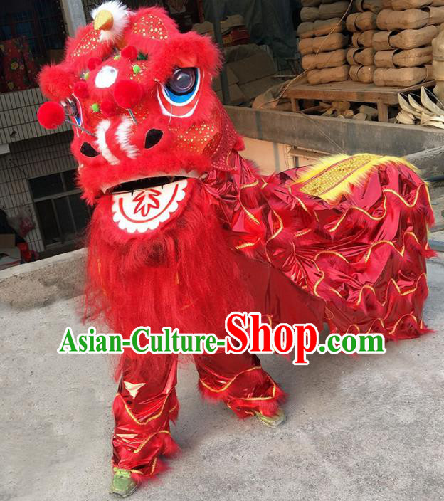 Chinese Traditional Lion Dance Competition Red Lion Head Top Lion Dance Costumes for Kids
