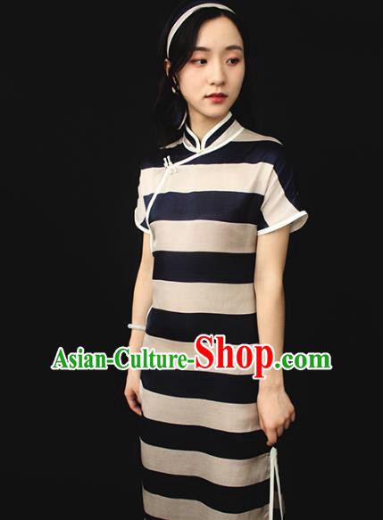 Republic of China Traditional Silk Qipao Dress Chinese National Tang Suit Cheongsam Costumes for Women