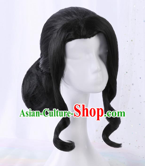 Chinese Traditional Cosplay Geisha Black Wigs Ancient Courtesan Wig Sheath for Women