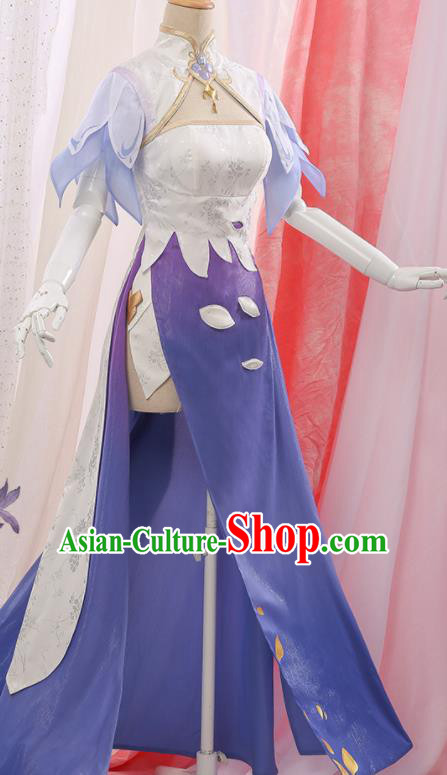 Chinese Traditional Cosplay Lilac Qipao Dress Ancient Swordsman Costumes for Women