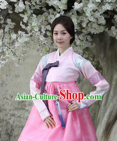 Korean Traditional Dance Hanbok Pink Blouse and Dress Garment Asian Korea Fashion Costume for Women