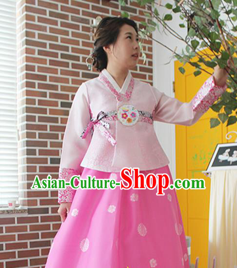Korean Traditional Dance Hanbok Pink Blouse and Dress Garment Asian Korea Fashion Costume for Women