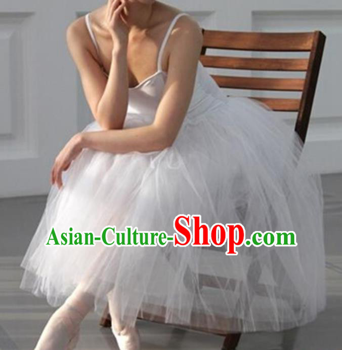 Professional Children Ballet Tutu White Veil Dress Modern Dance Ballerina Stage Performance Costume for Kids