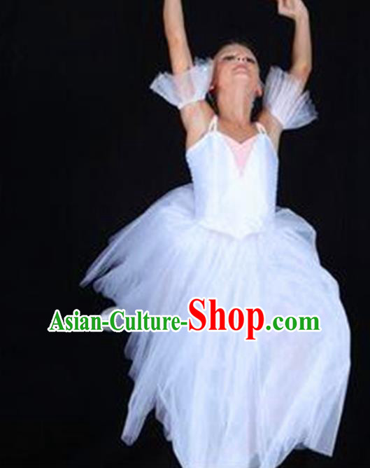 Professional Children Ballet Tutu Competition White Veil Dress Modern Dance Ballerina Stage Performance Costume for Kids