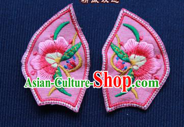 Chinese Traditional Pink Embroidered Patch Embroidery Craft Embroidering Accessories
