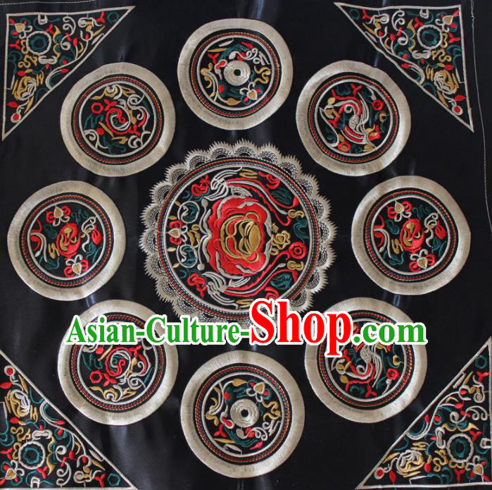 Chinese Traditional Embroidered Black Applique Embroidery Patch Embroidery Craft Accessories