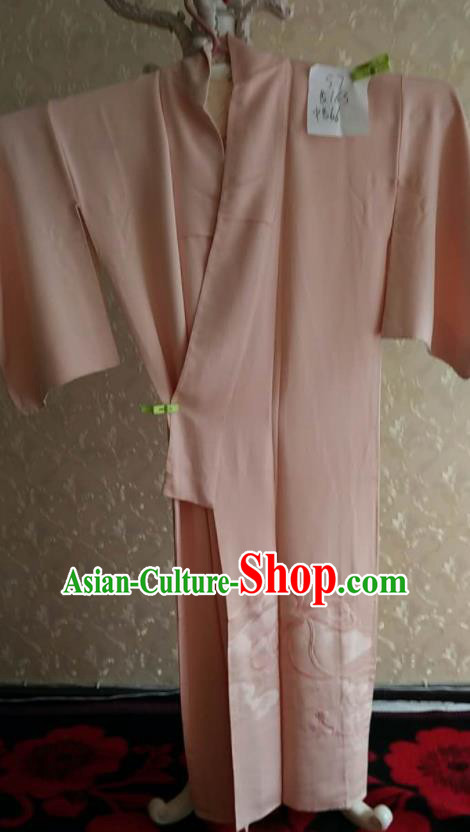Traditional Japan Geisha Pink Silk Furisode Kimono Asian Japanese Fashion Apparel Costume for Women