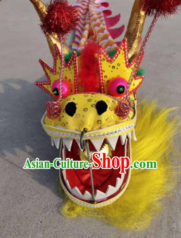 Chinese Traditional Dragon Dance Yellow Dragon Head Lantern Festival Folk Dance Prop