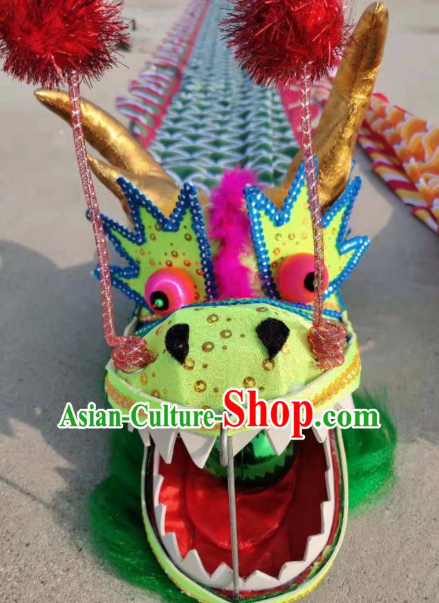 Chinese Traditional Dragon Dance Green Dragon Head Lantern Festival Folk Dance Prop