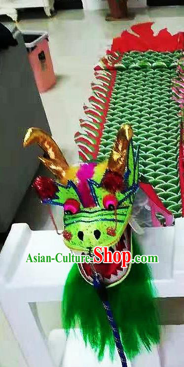 Chinese Traditional Dragon Dance Green Dragon Head Lantern Festival Folk Dance Prop