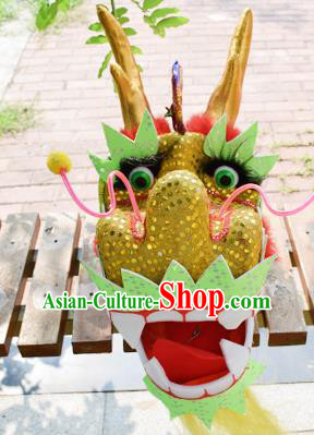 Chinese Traditional Folk Dance Yellow Dragon Head Lantern Festival Dragon Dance Prop