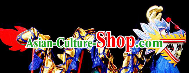 Chinese Traditional Dragon Dance Royalblue Head Lantern Festival Folk Dance Prop Complete Set