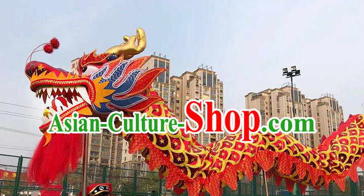 Chinese Traditional Dragon Dance Red Dragon Head Lantern Festival Folk Dance Prop Complete Set
