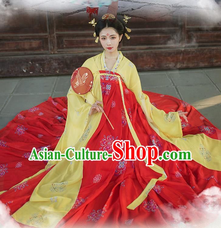 Traditional Chinese Tang Dynasty Imperial Consort Red Hanfu Dress Ancient Royal Princess Historical Costumes for Women