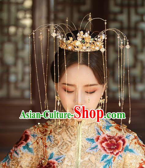 Chinese Traditional Ancient Bride Phoenix Coronet Wedding Hair Accessories for Women