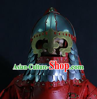 Chinese Traditional Yuan Dynasty General Helmet Ancient Soldier Hat Headwear for Men