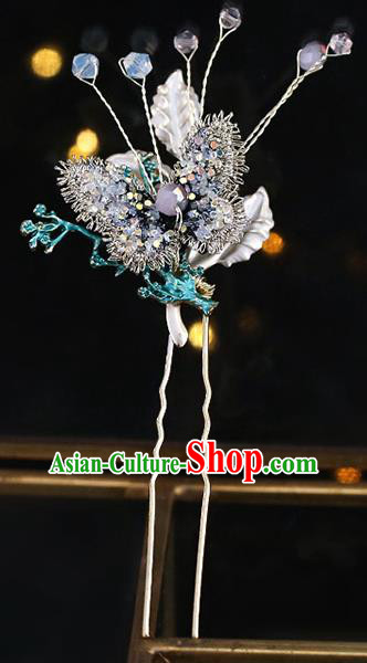 Chinese Traditional Hanfu Grey Butterfly Hairpins Ancient Princess Hair Accessories for Women