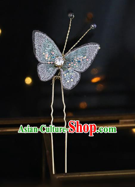 Chinese Traditional Hanfu Light Grey Butterfly Hairpins Ancient Princess Hair Accessories for Women